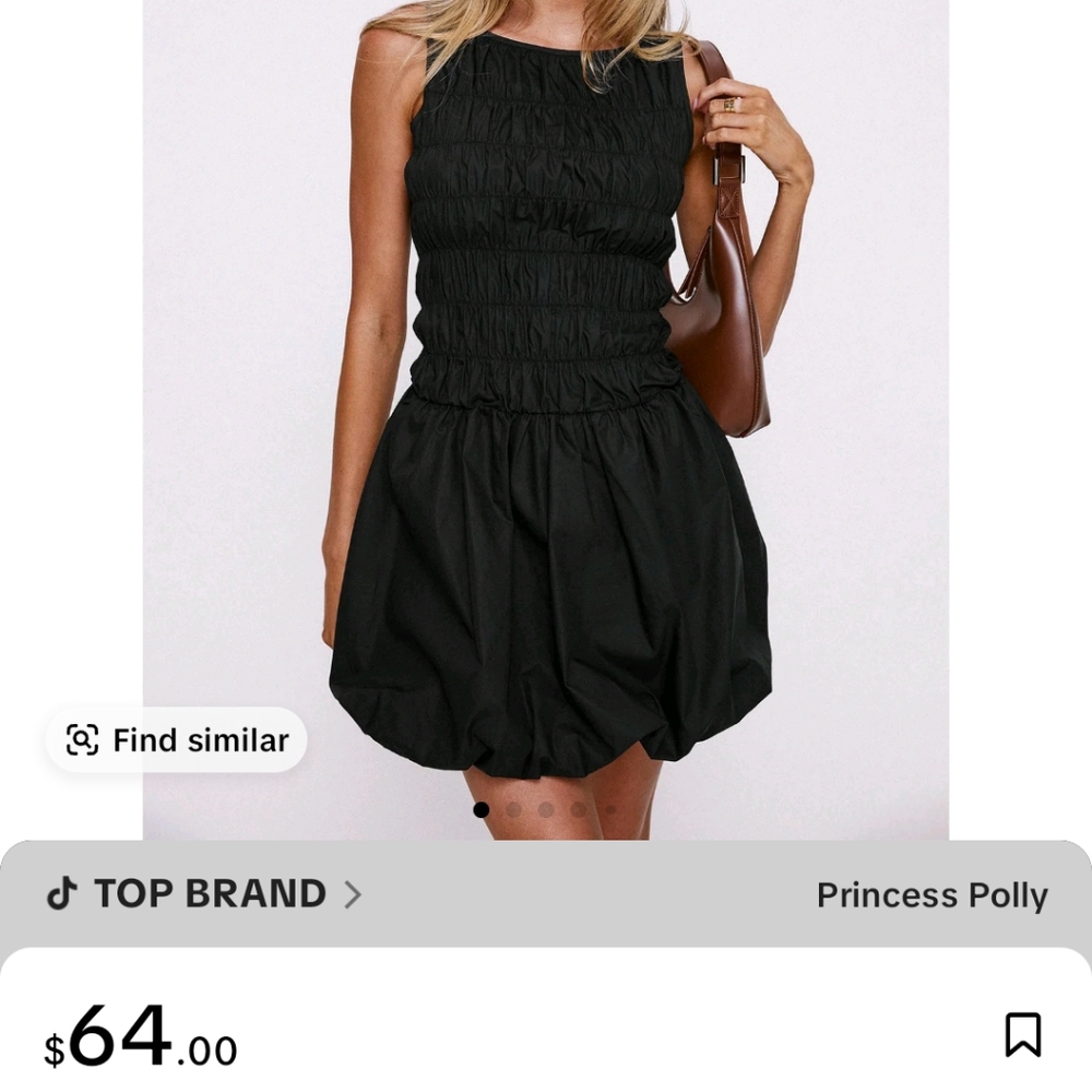 Princess Polly Black Gathered Mini Dress